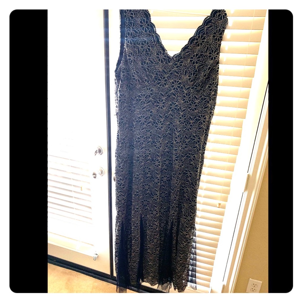 Blue and gold maxi dress